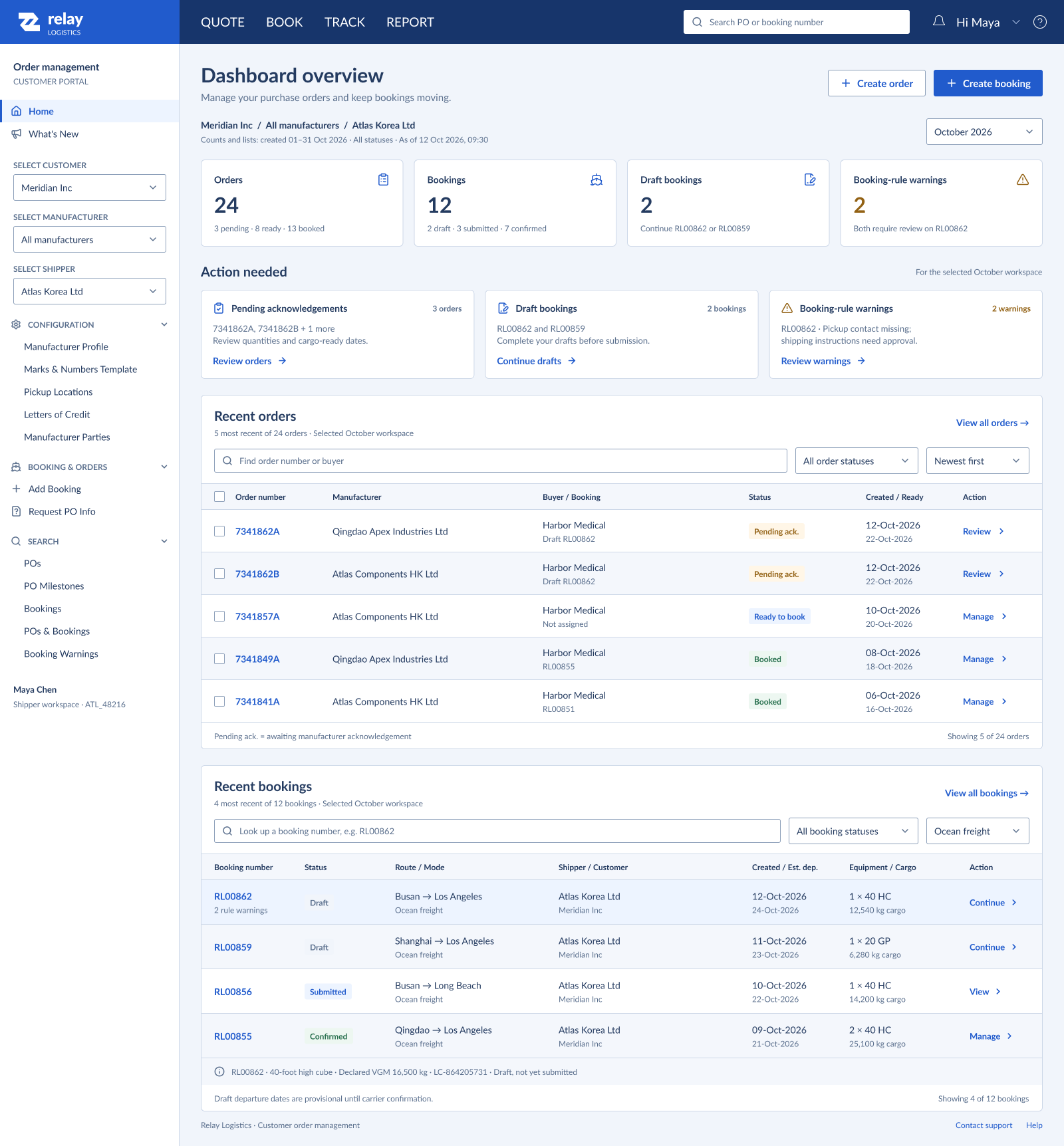 Enterprise Order Management Modernization booking interface