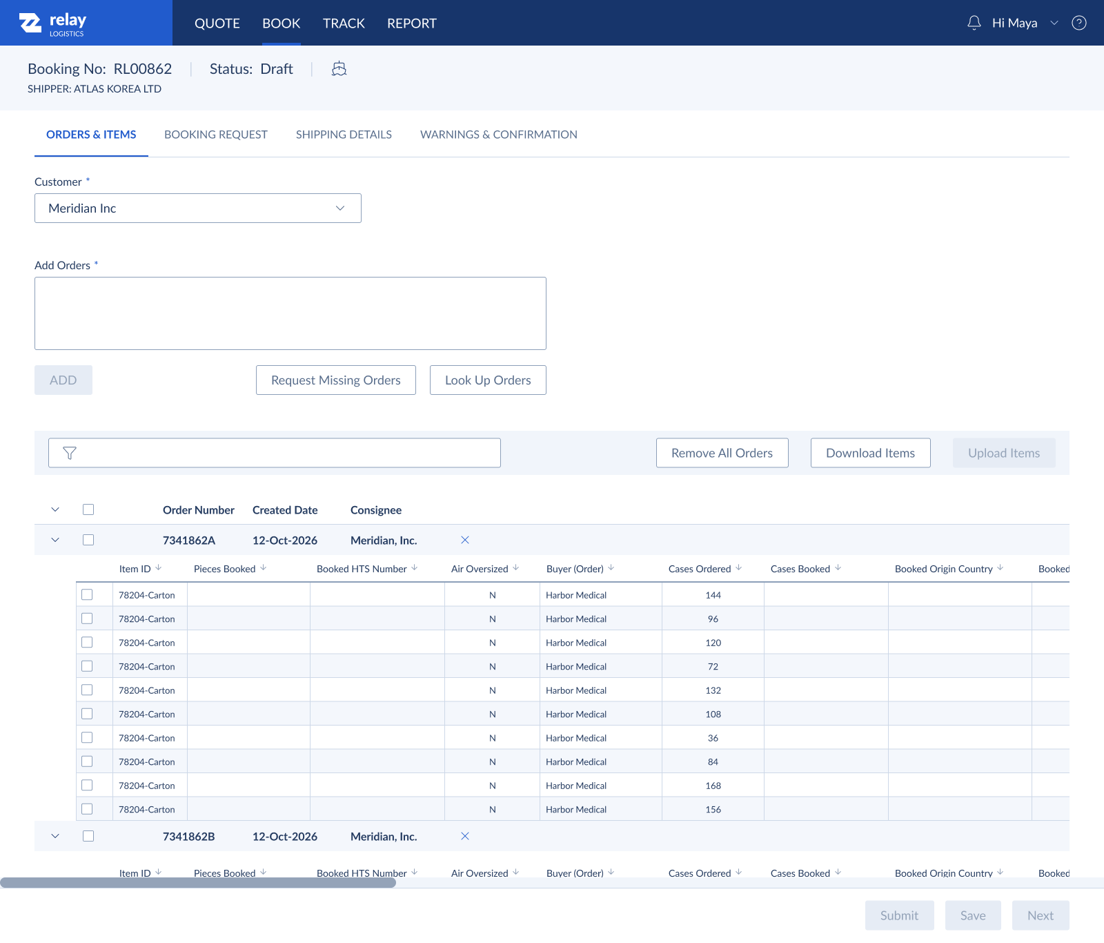Enterprise Order Management Modernization booking interface