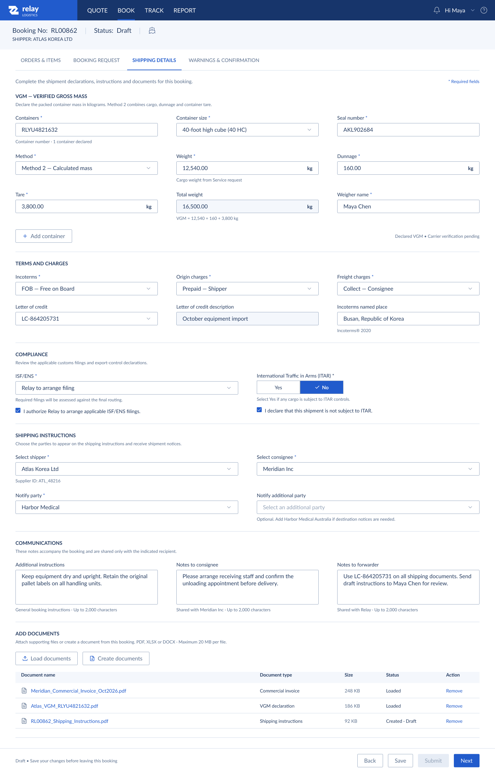 Enterprise Order Management Modernization booking interface