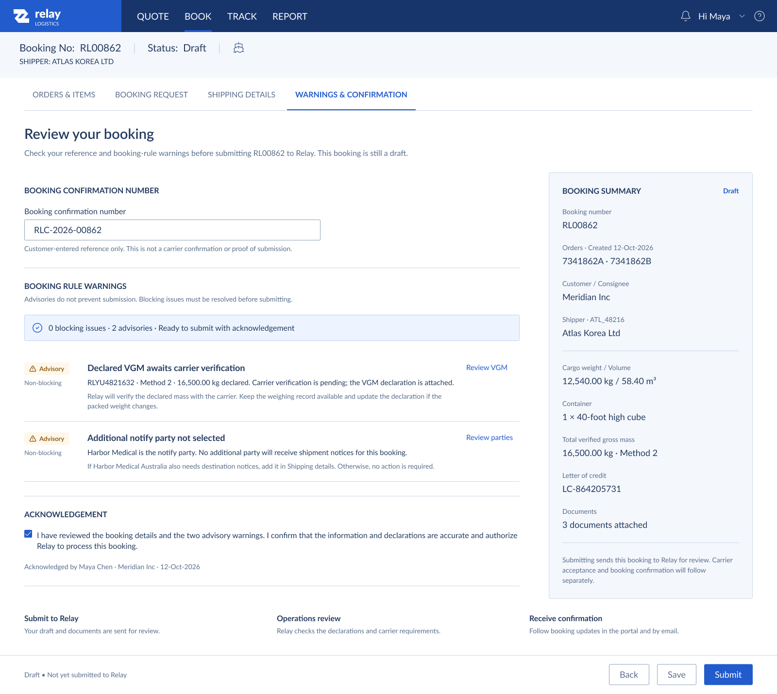 Enterprise Order Management Modernization booking interface