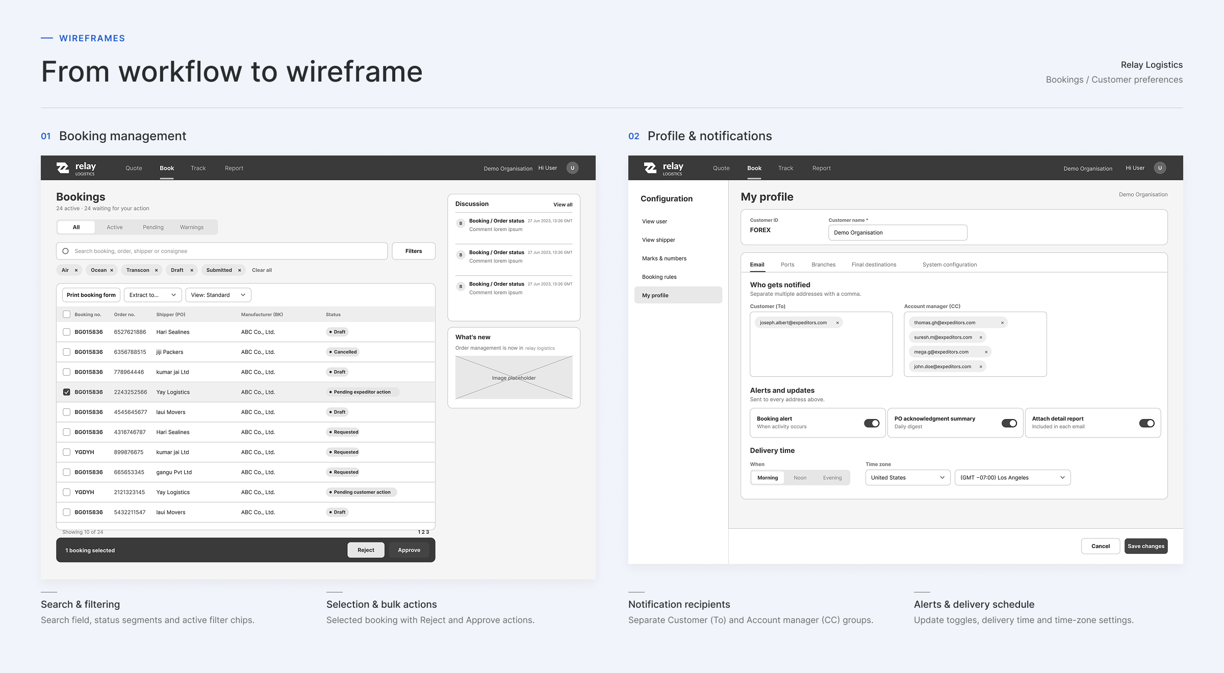 Enterprise Order Management Modernization booking interface