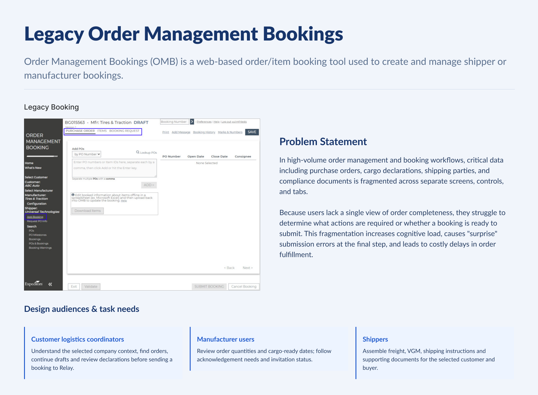 Order Management Legacy interface